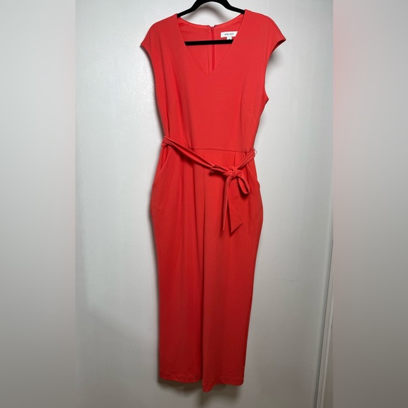 Nine West Coral Wide Leg Jumpsuit with Belt Size 10 - Picture 8 of 13